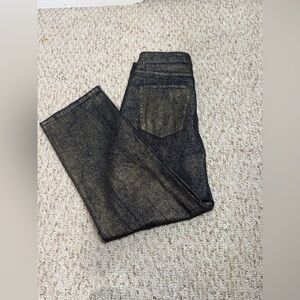 Kate Spade Metallic Black Straight-Leg Pants size 27